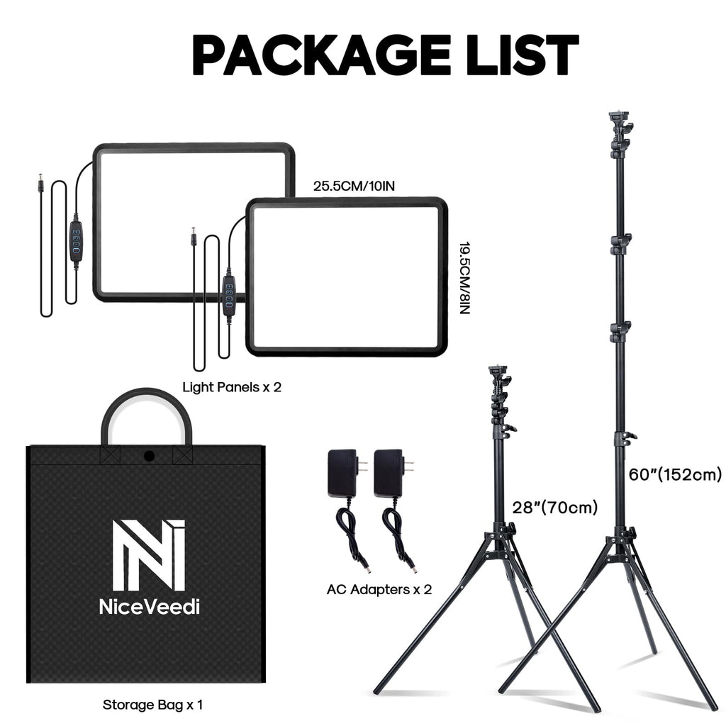 NiceVeedi 2-Pack LED Video Light Kit