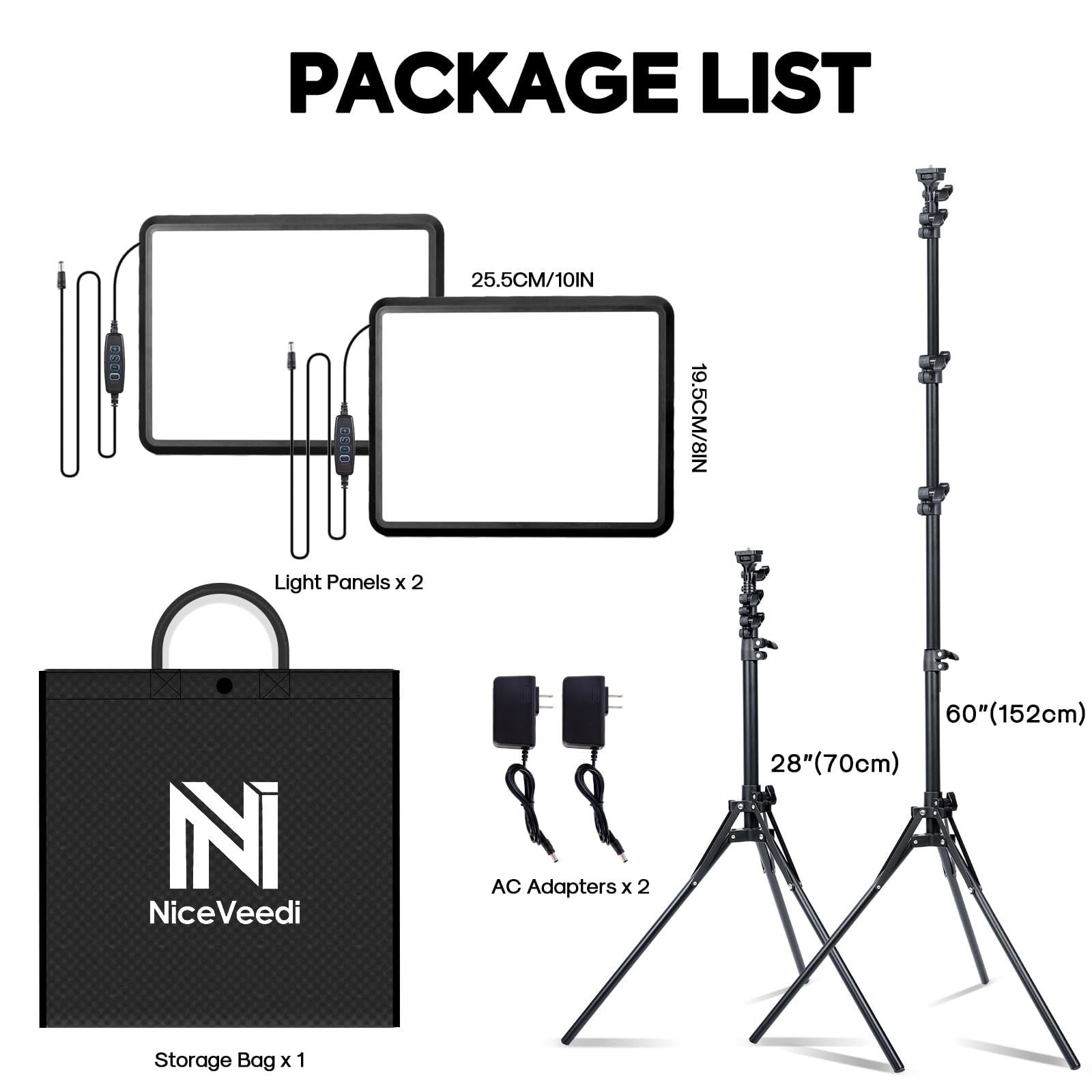 NiceVeedi 2-Pack LED Video Light Kit