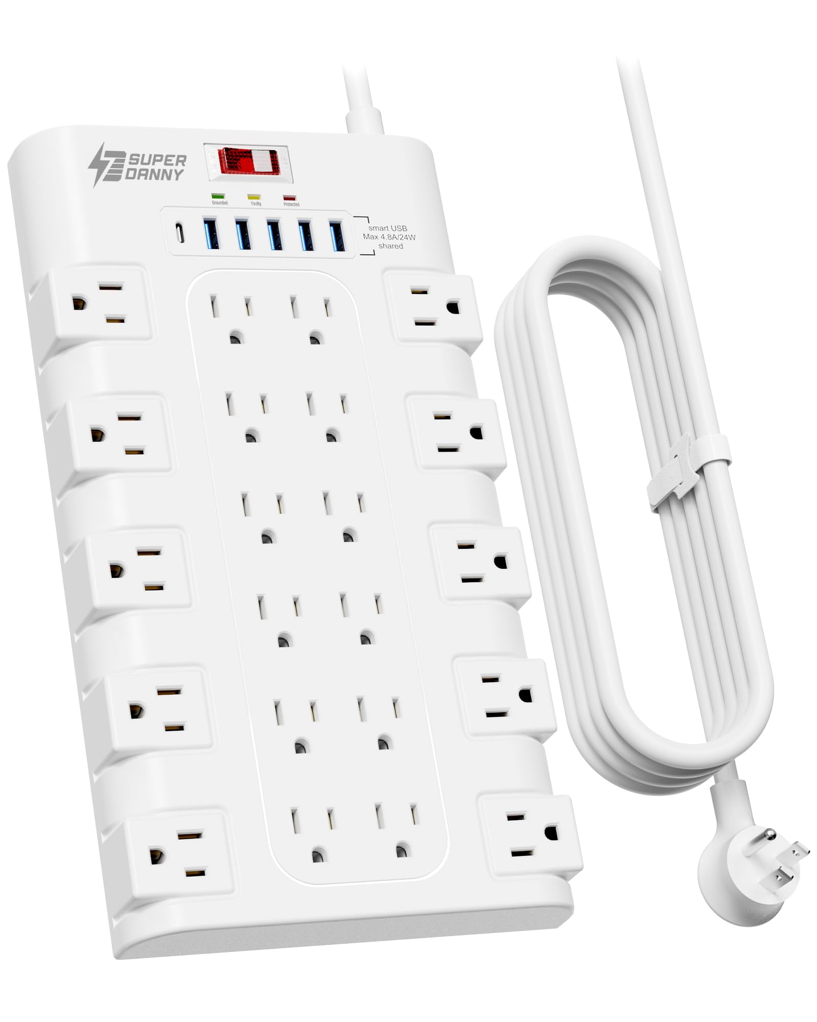 SUPERDANNY Power Strip Surge Protector