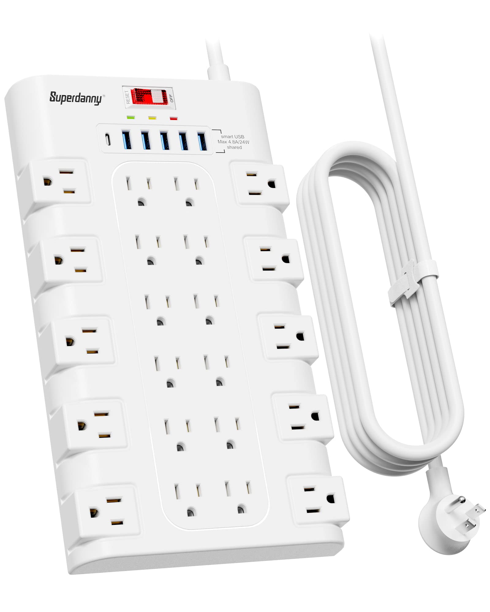SUPERDANNY Power Strip Surge Protector