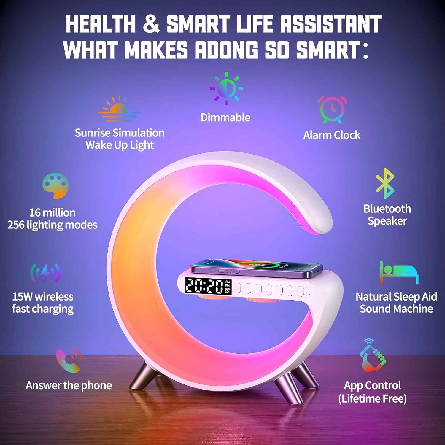 BKDRL Bluetooth Speaker Lamp with Wireless Charger