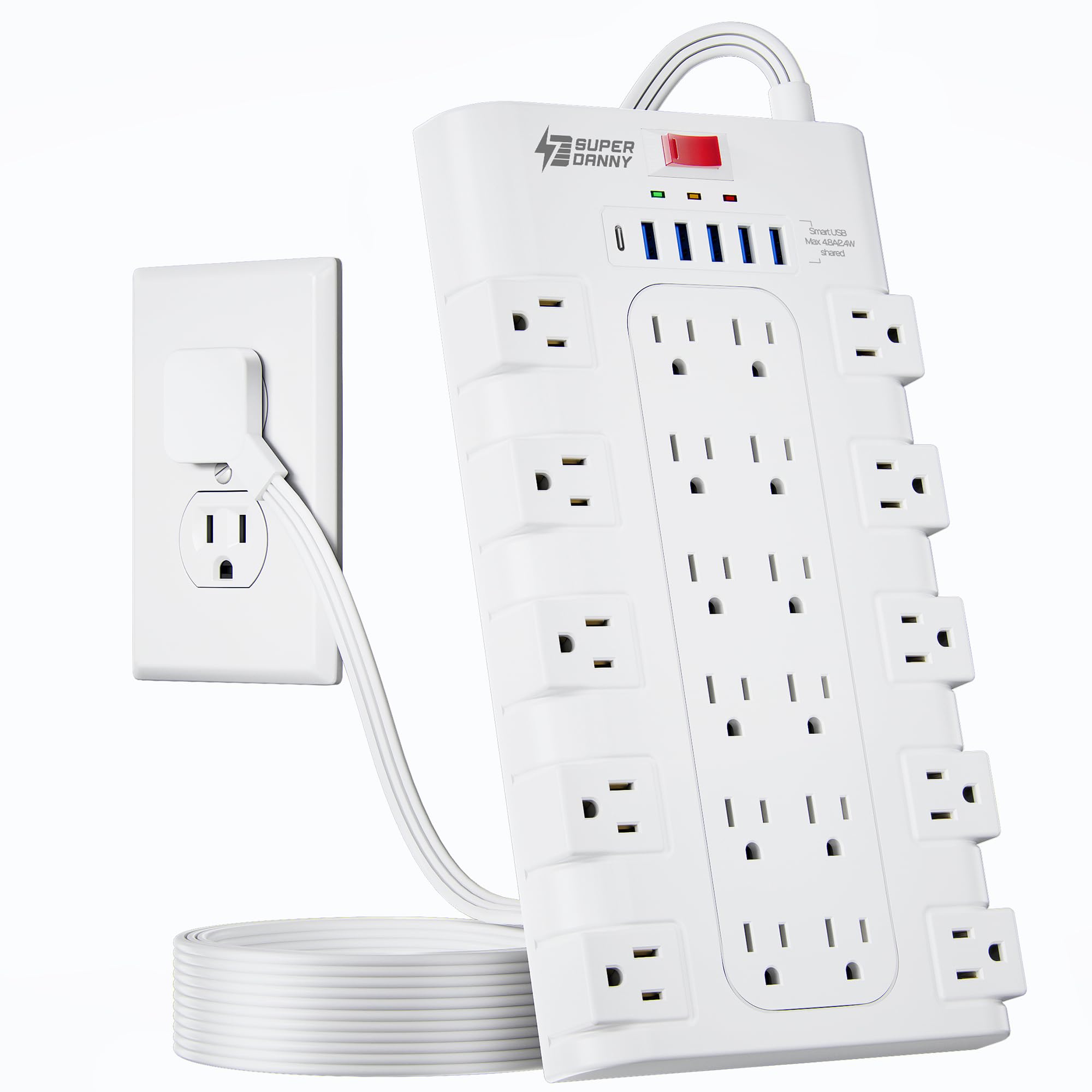 SUPERDANNY Power Strip Surge Protector