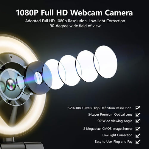1080P Webcam with Dual Microphone