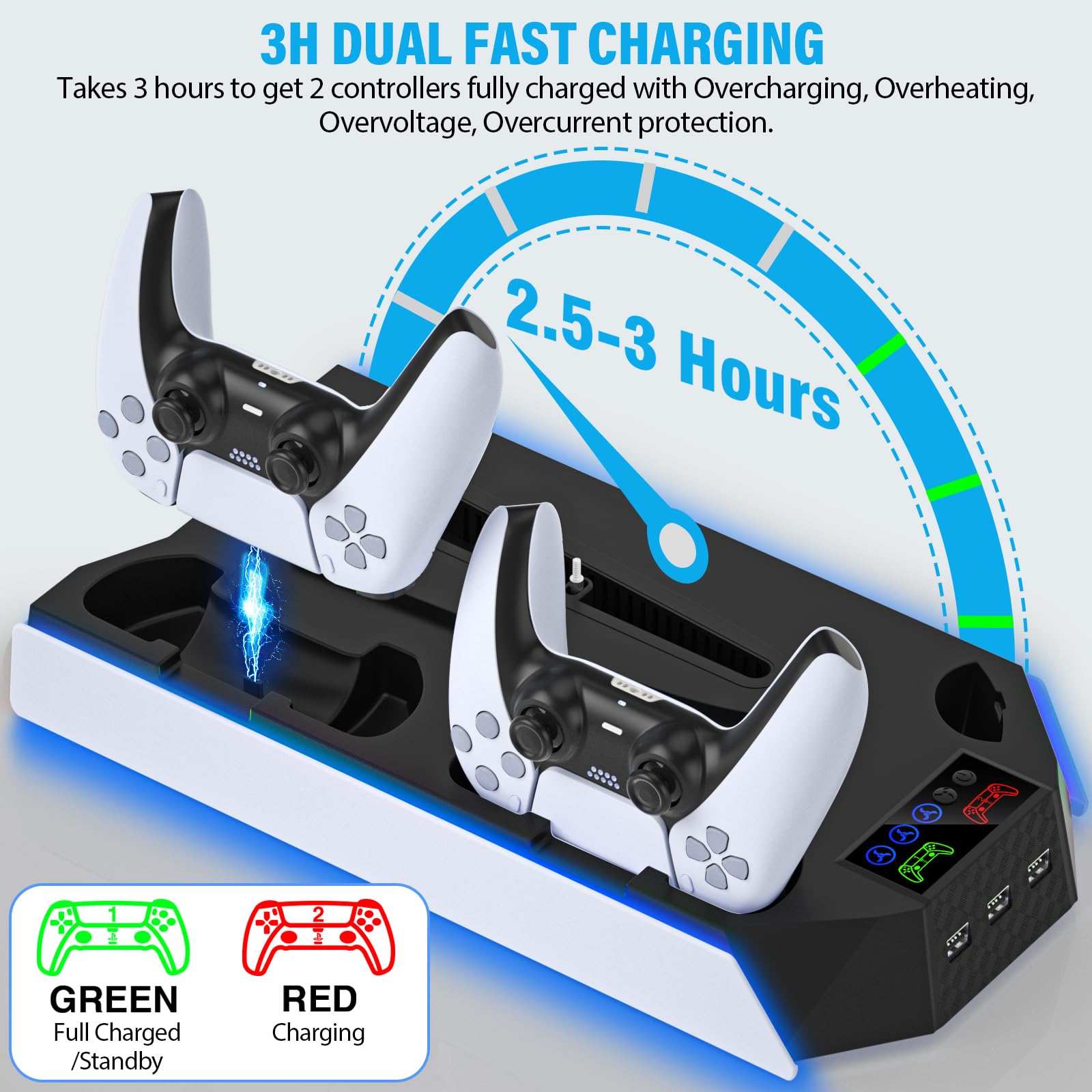 PS5 Stand & Cooling Station with Controller Charger