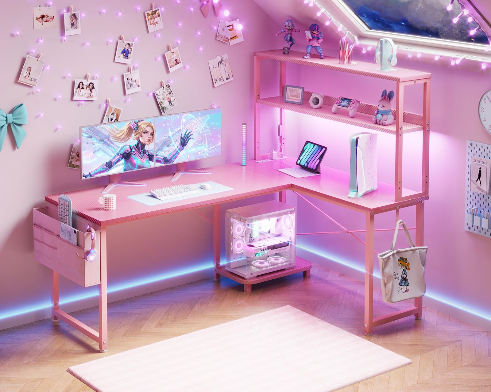 ODK 53" L-Shaped Gaming Desk with LED