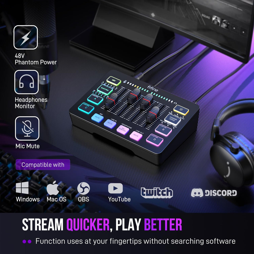 FIFINE Gaming Audio Mixer SC3