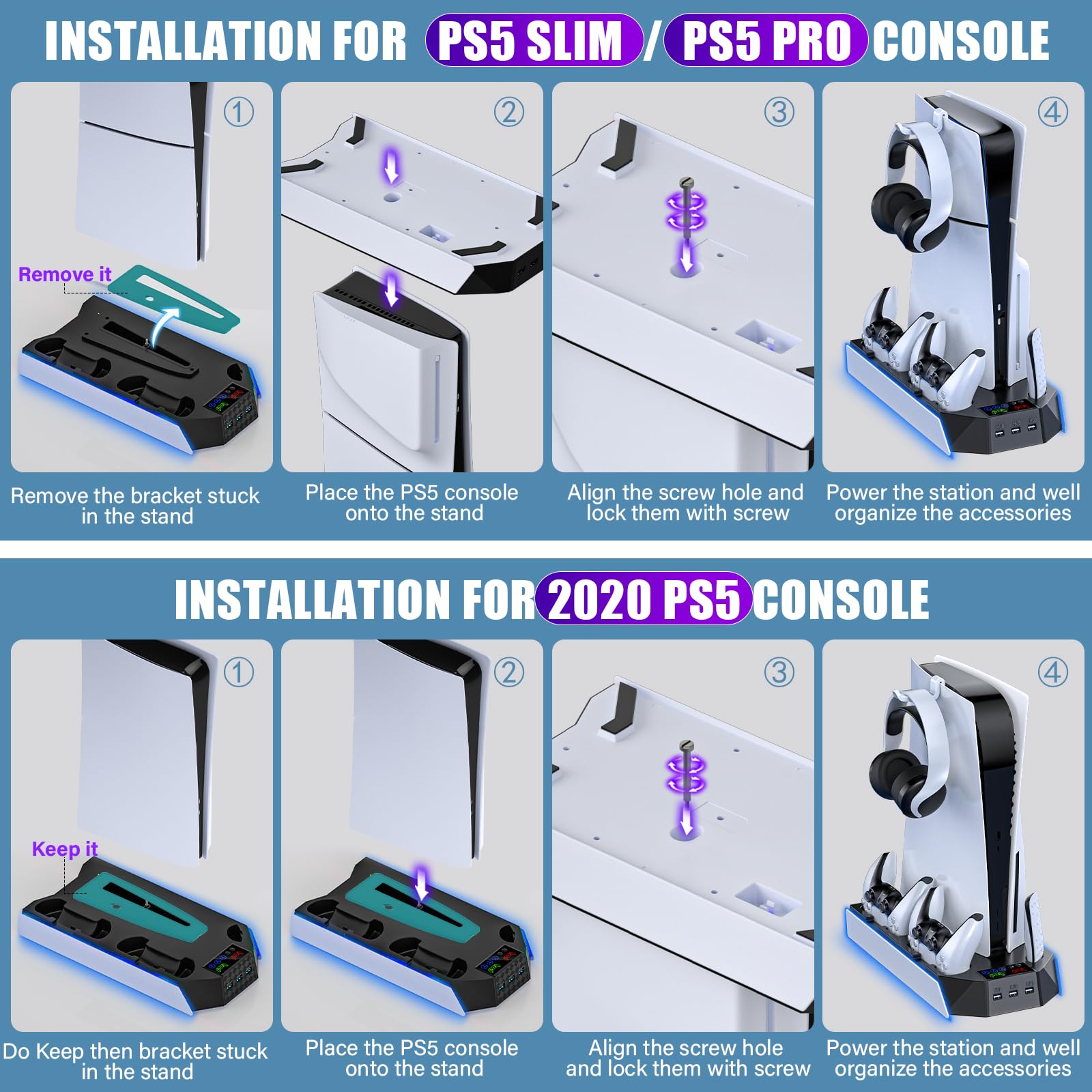 PS5 Stand & Cooling Station with Controller Charger