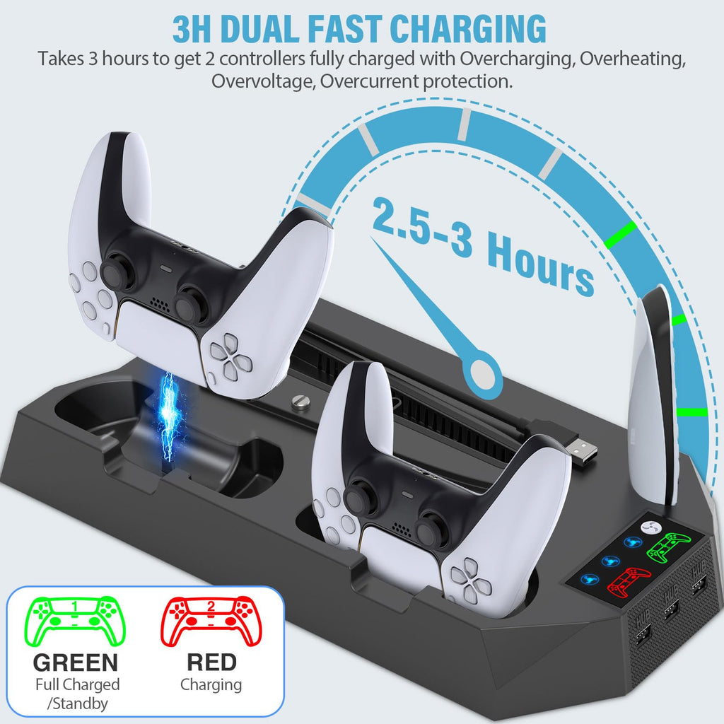 PS5 Stand & Cooling Station with Controller Charger