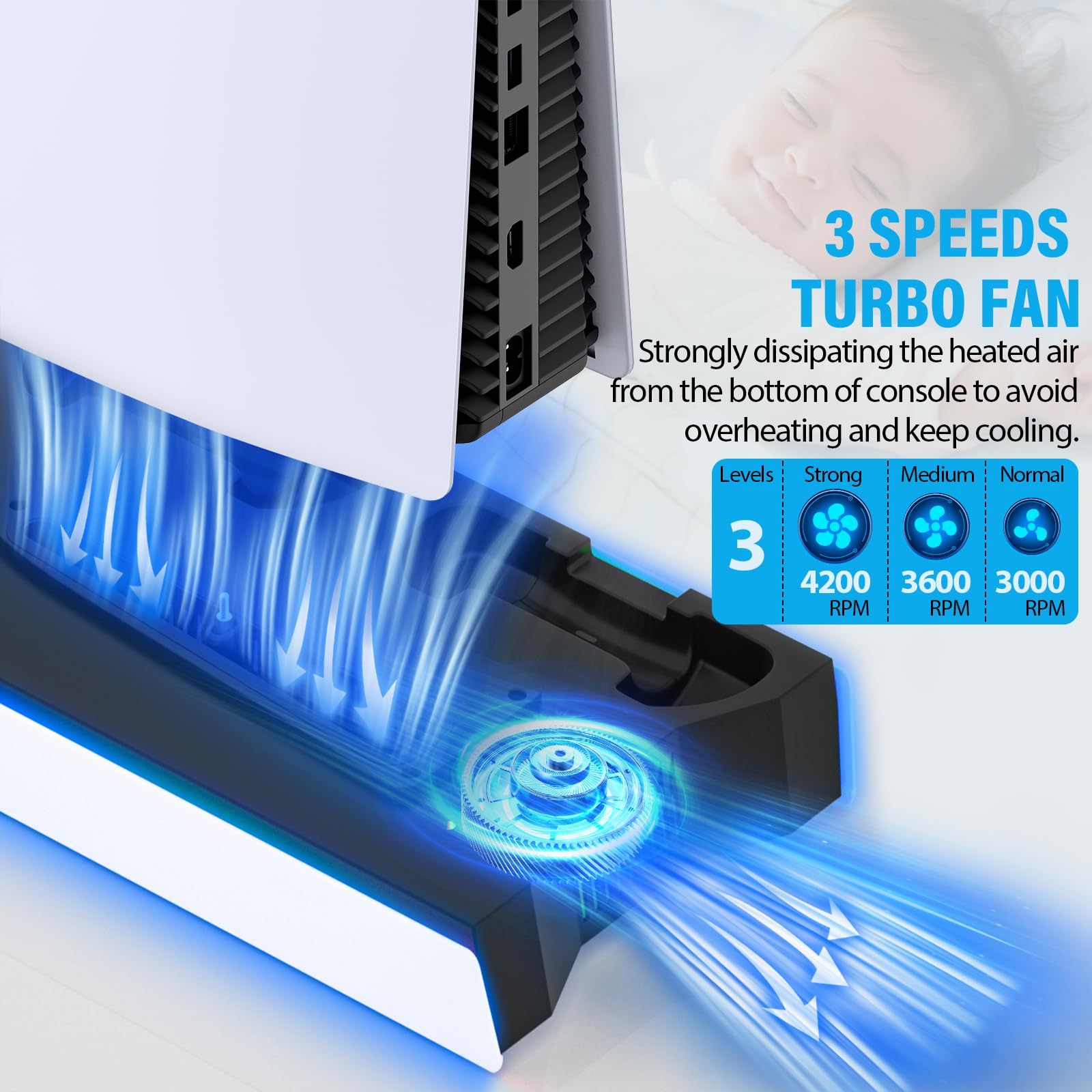 PS5 Stand & Cooling Station with Controller Charger