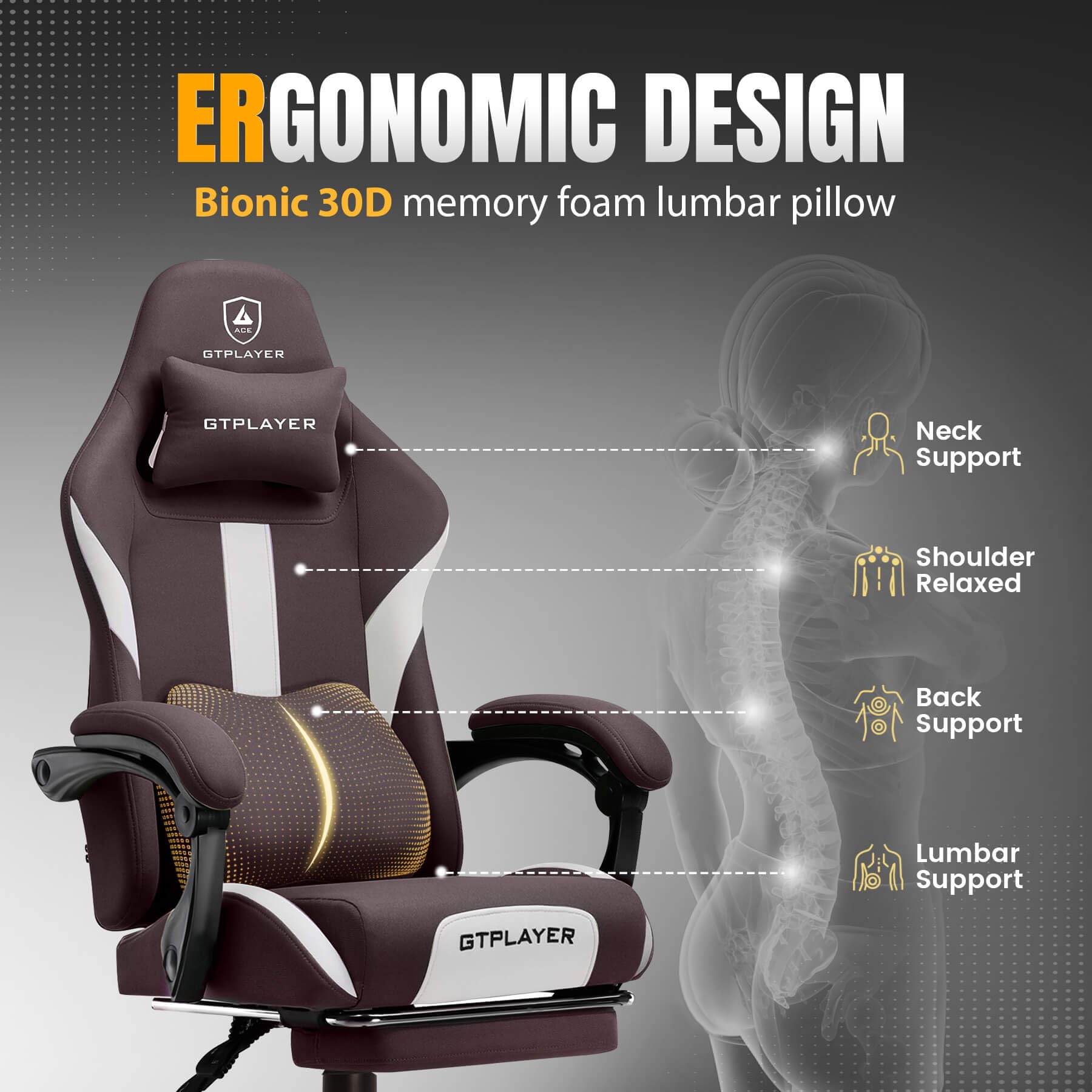 GTPLAYER Gaming Chair with Foot Rest