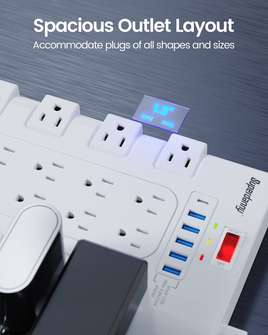 SUPERDANNY Power Strip Surge Protector