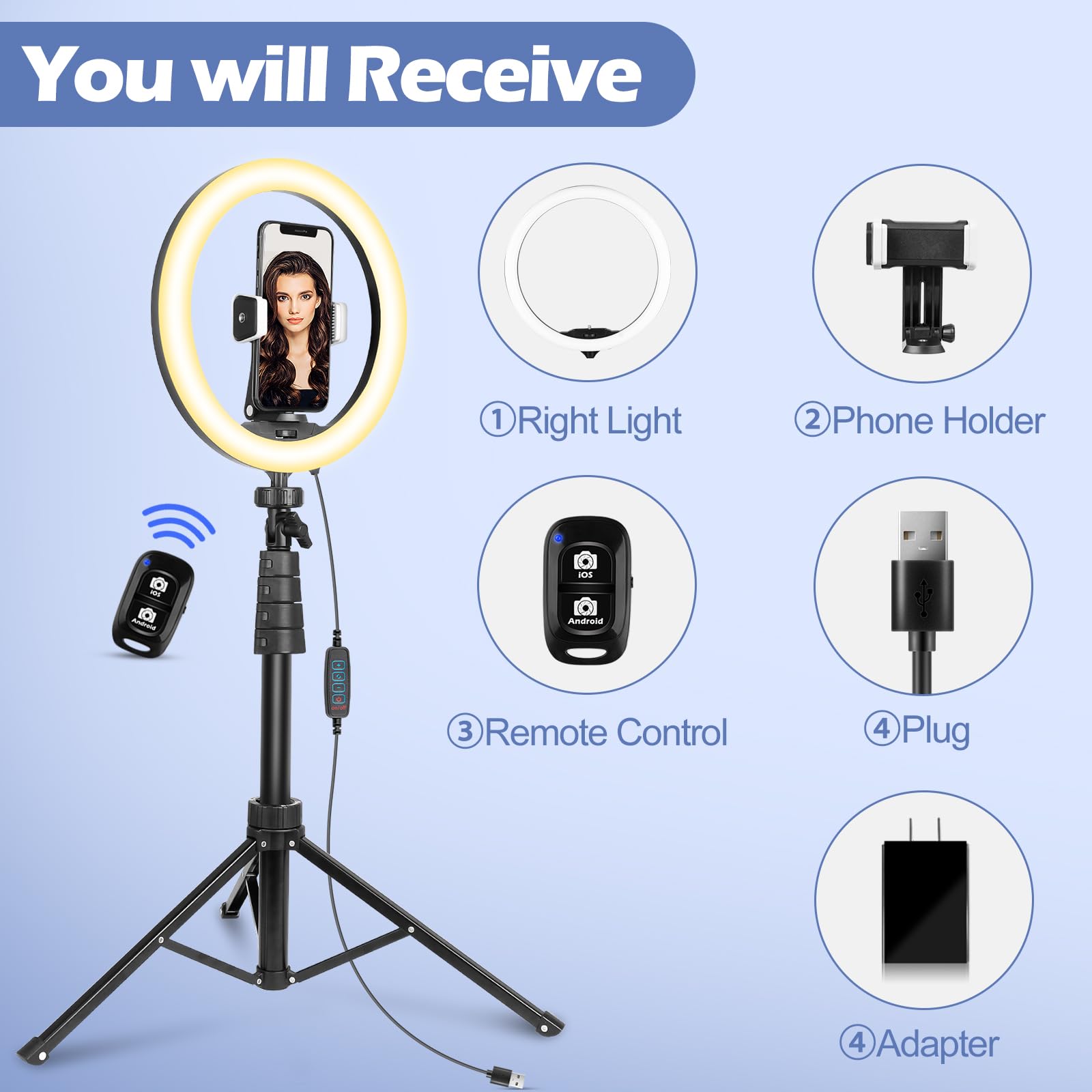 UBeesize 12" LED Ring Light with Tripod