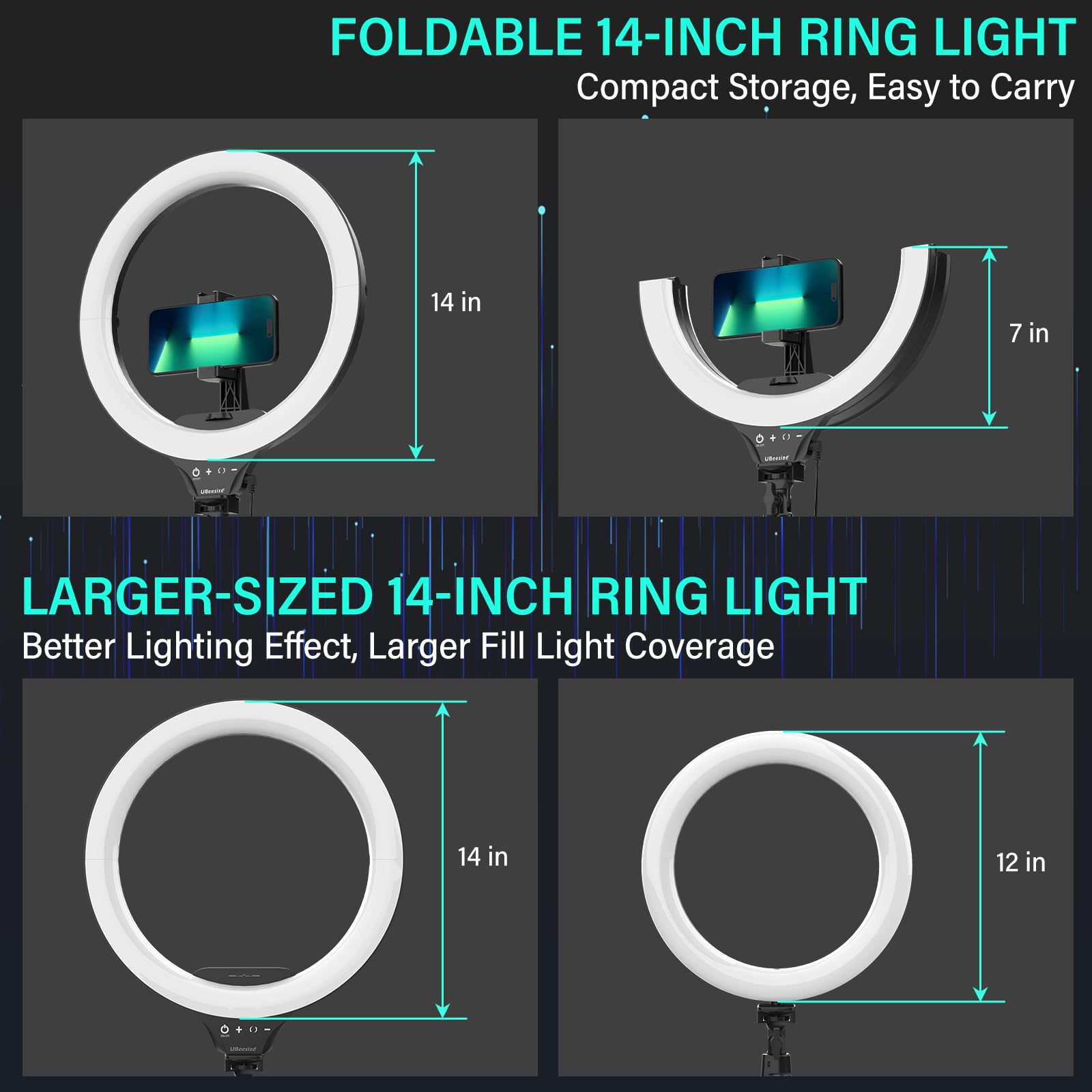 UBeesize 12" LED Ring Light with Tripod