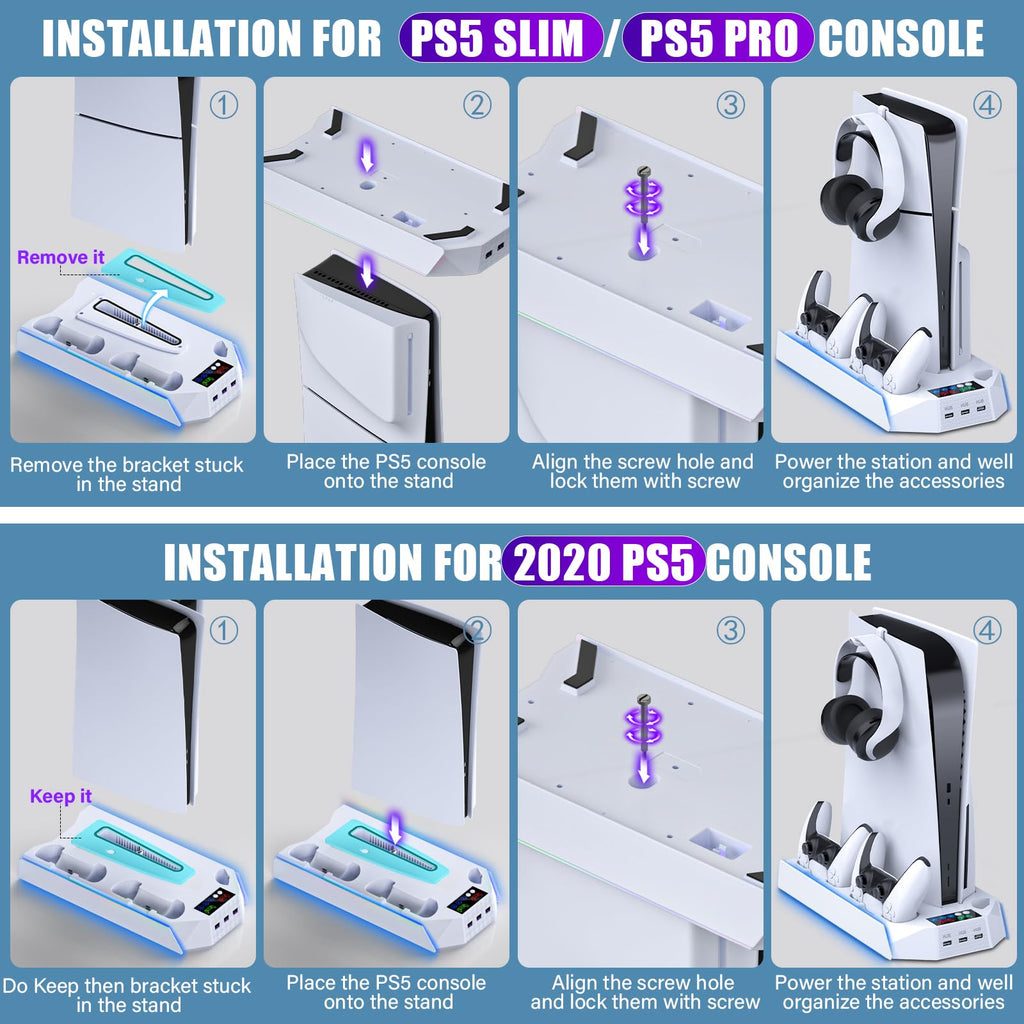 PS5 Stand & Cooling Station with Controller Charger