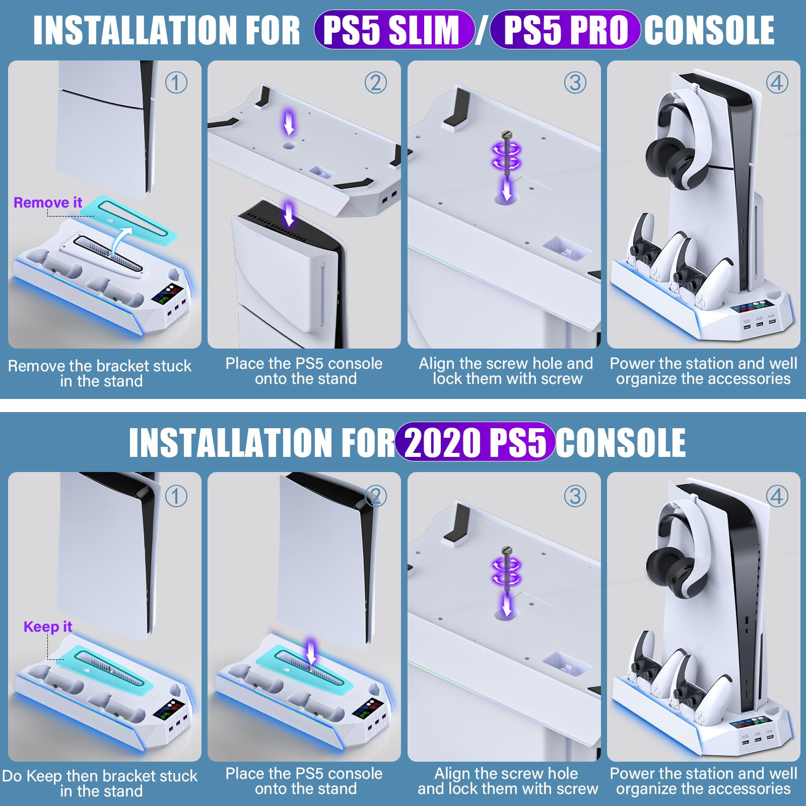 PS5 Stand & Cooling Station with Controller Charger