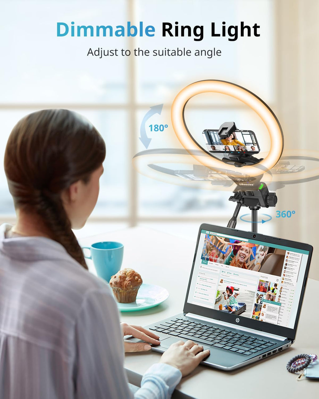 UBeesize 12" LED Ring Light with Tripod