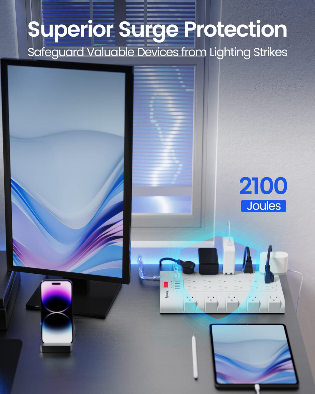 SUPERDANNY Power Strip Surge Protector