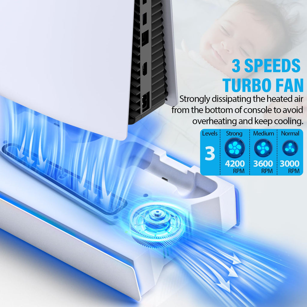 PS5 Stand & Cooling Station with Controller Charger