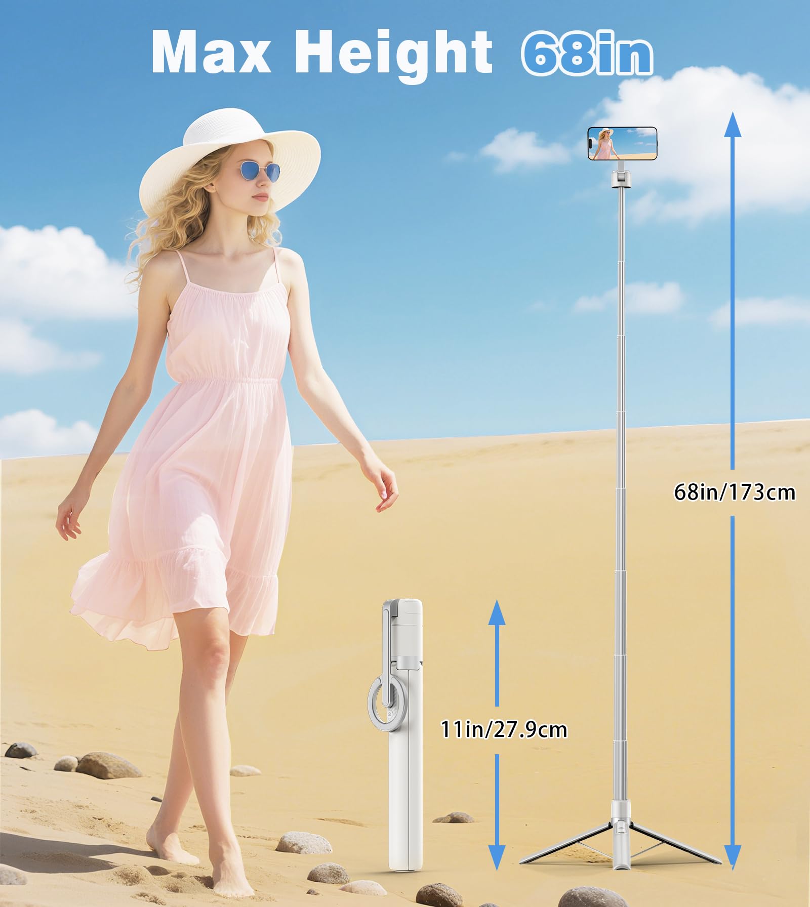 TONEOF Magnetic Selfie Stick Tripod