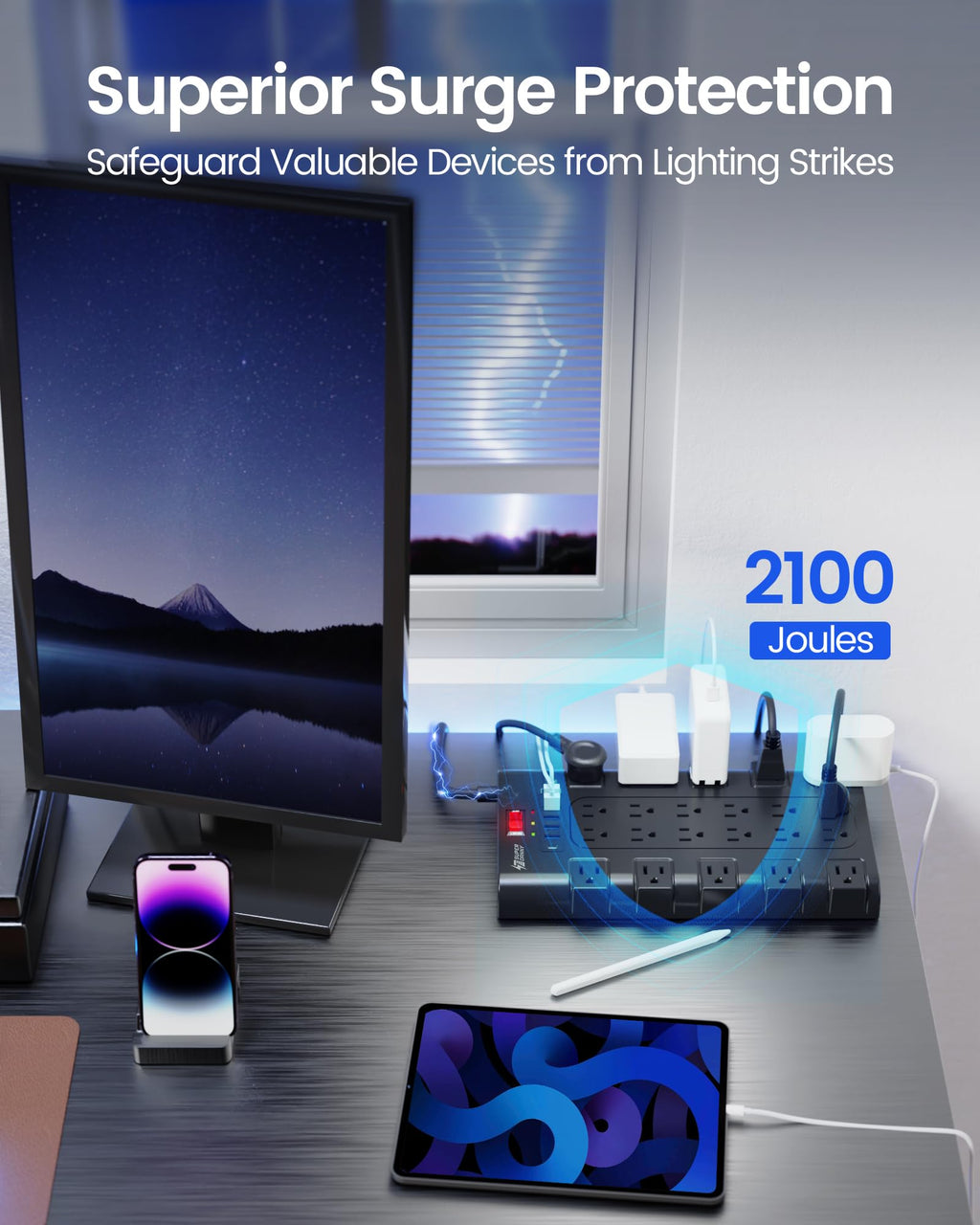 SUPERDANNY Power Strip Surge Protector
