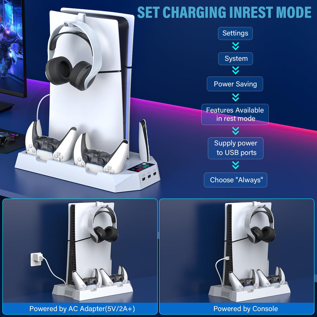 PS5 Stand & Cooling Station with Controller Charger
