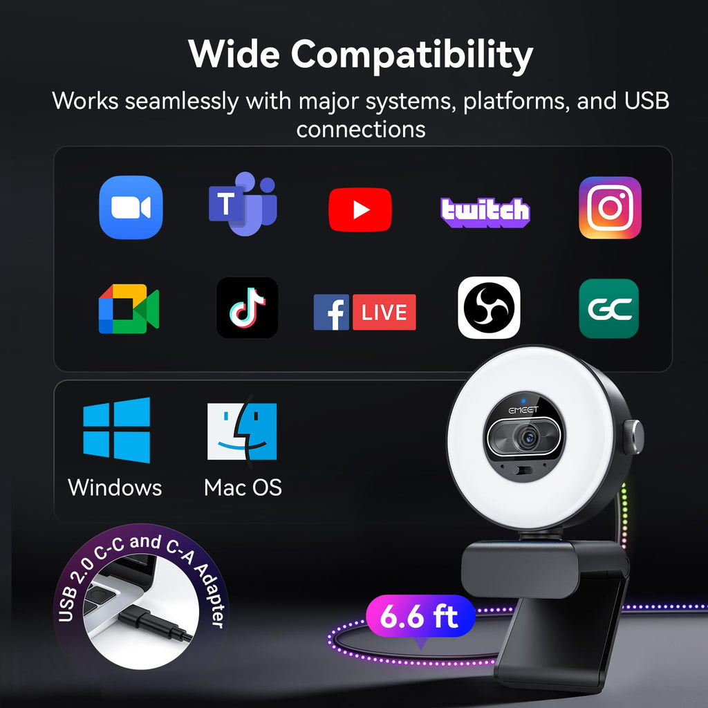 EMEET S600 4K Webcam for Streaming