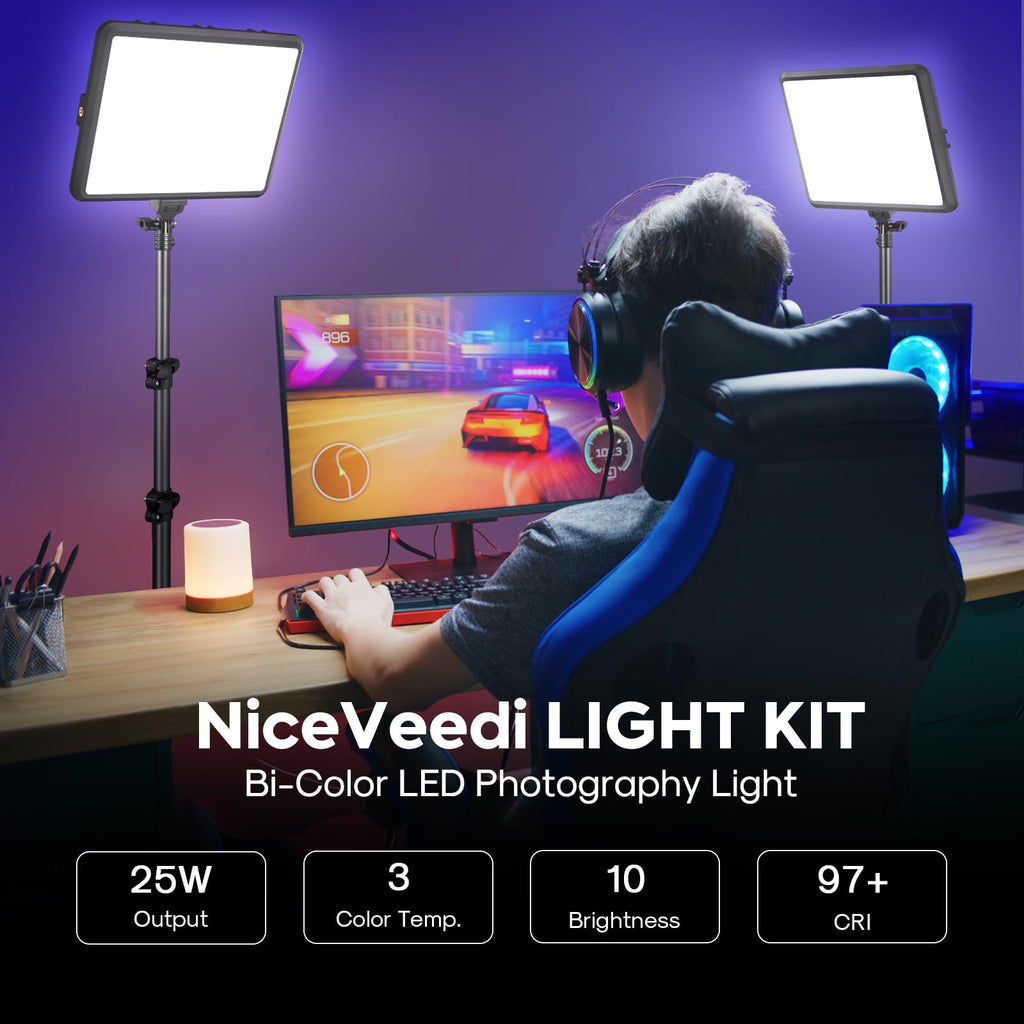 NiceVeedi 2-Pack LED Video Light Kit