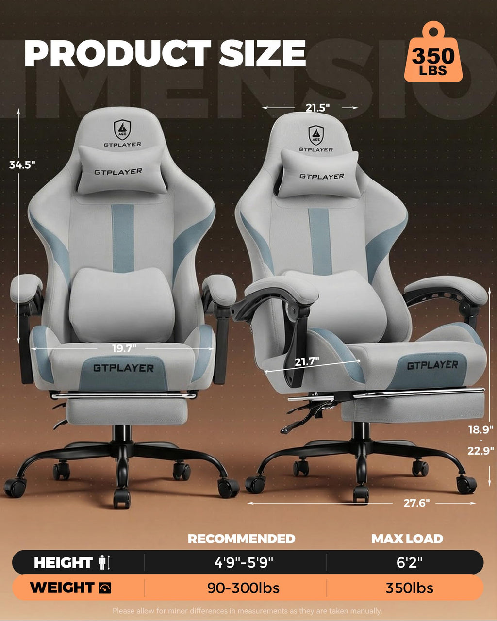 GTPLAYER Gaming Chair with Foot Rest