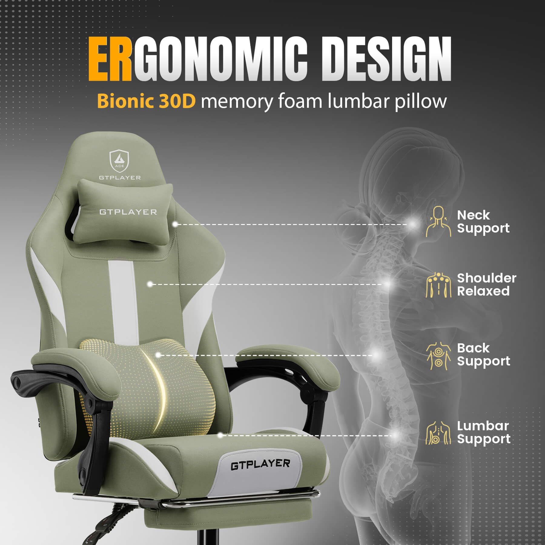 GTPLAYER Gaming Chair with Foot Rest