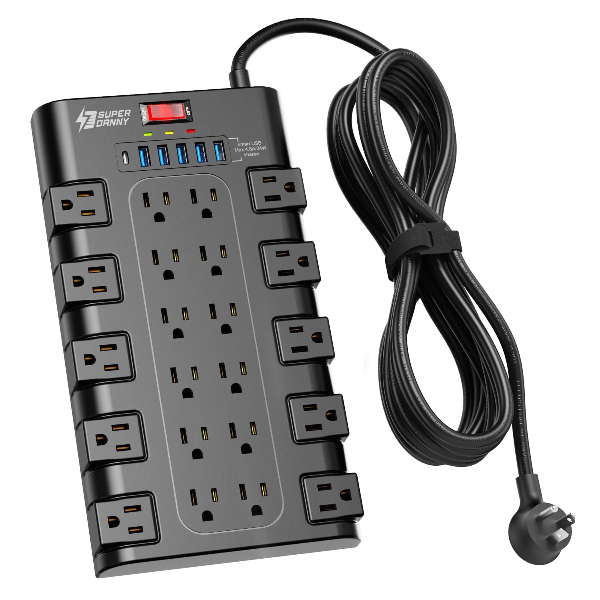 SUPERDANNY Power Strip Surge Protector
