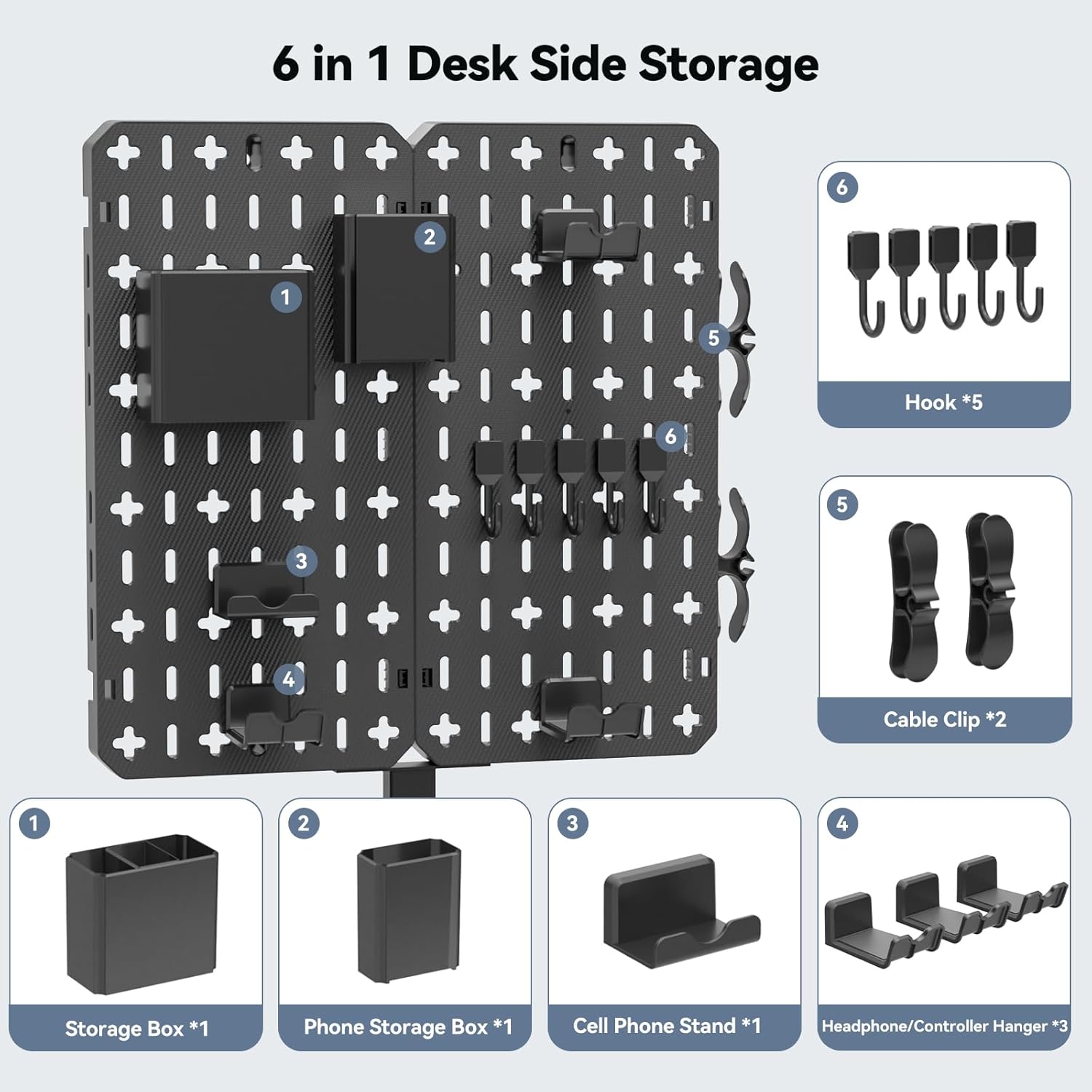 KDD 7-in-1 Clamp-on Desk Pegboard