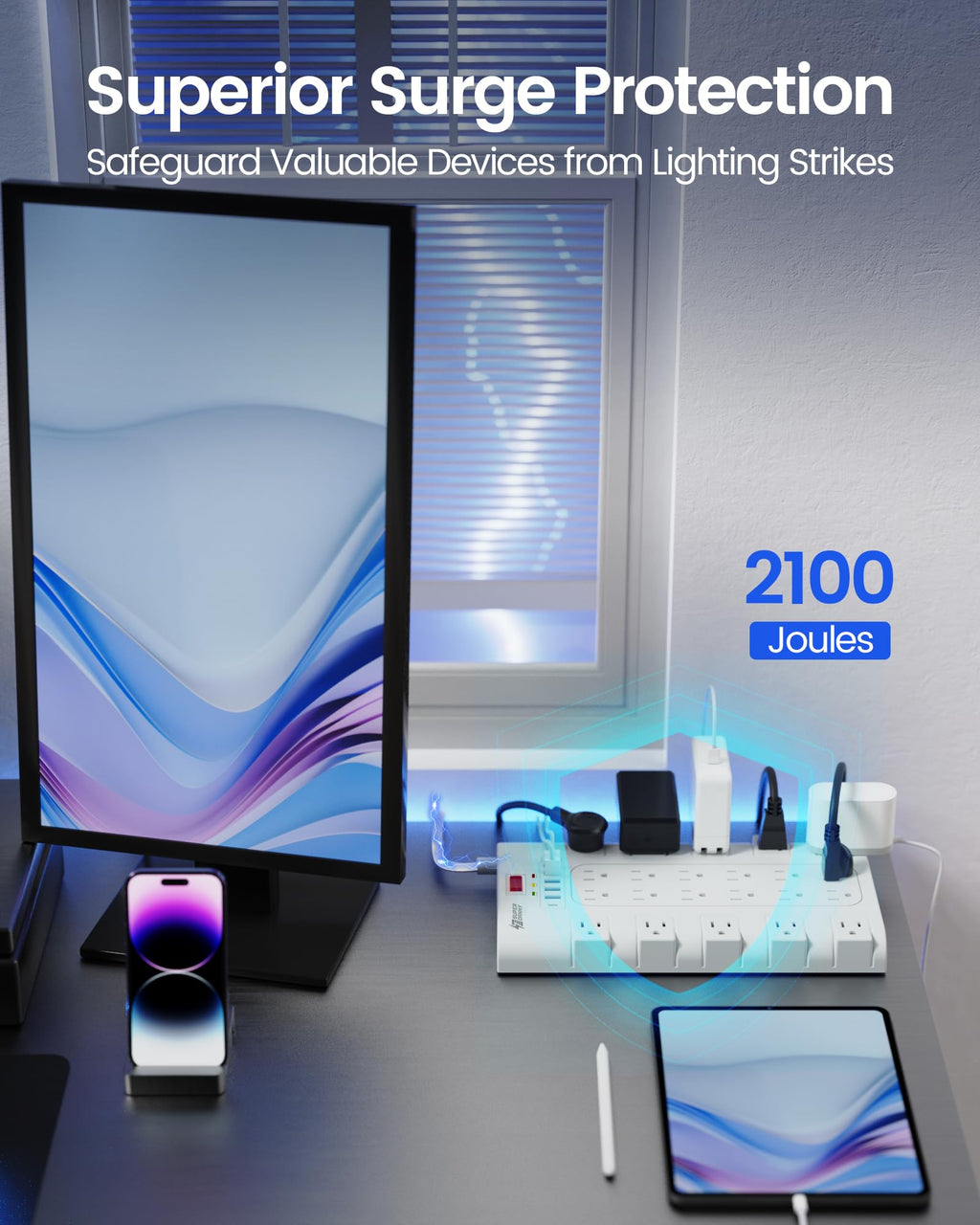 SUPERDANNY Power Strip Surge Protector