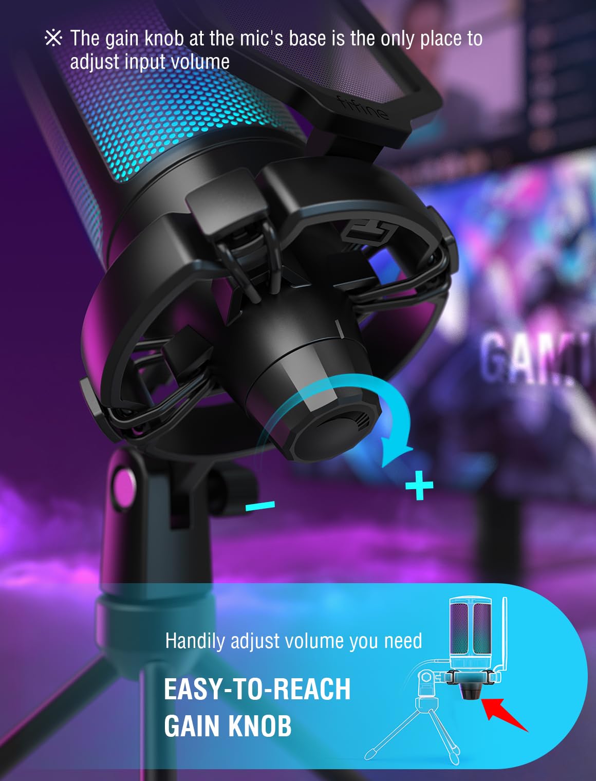 FIFINE Gaming USB Microphone AmpliGame