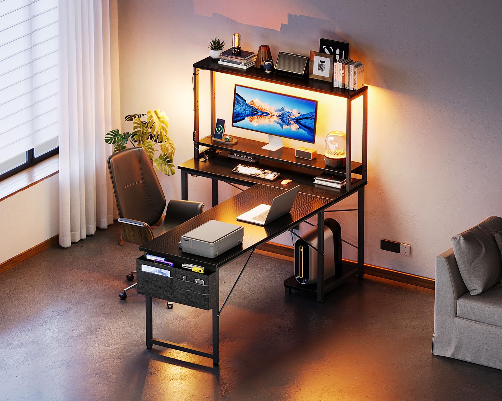 ODK 53" L-Shaped Gaming Desk with LED