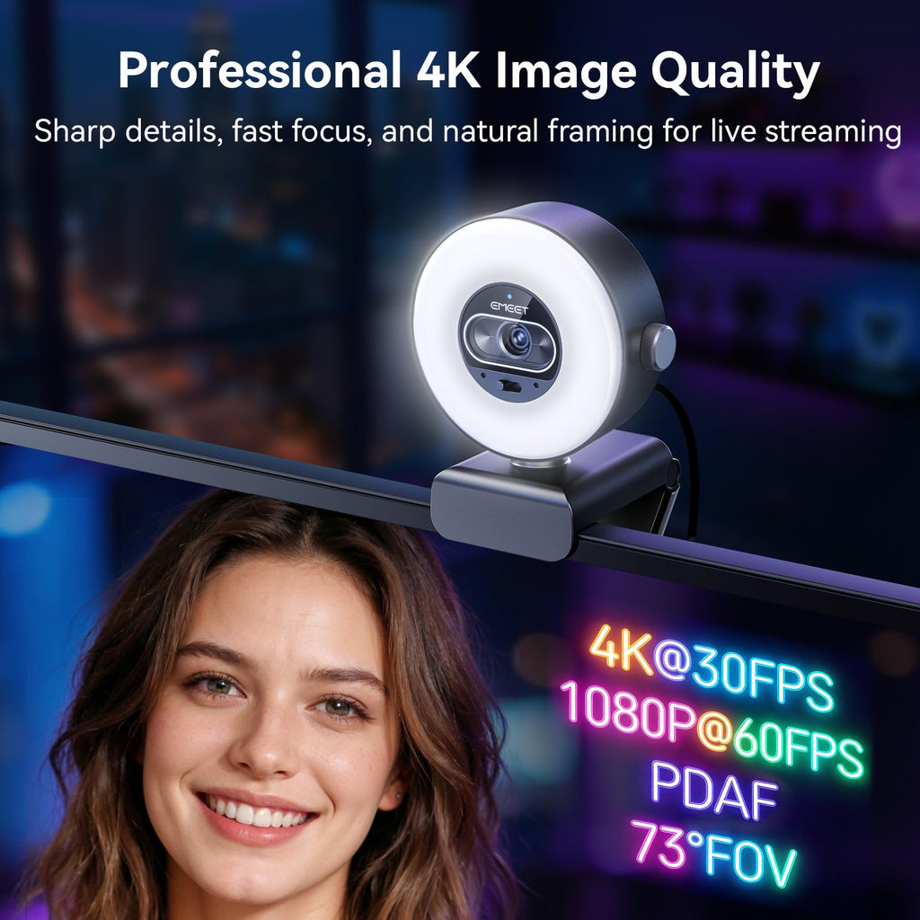 EMEET S600 4K Webcam for Streaming