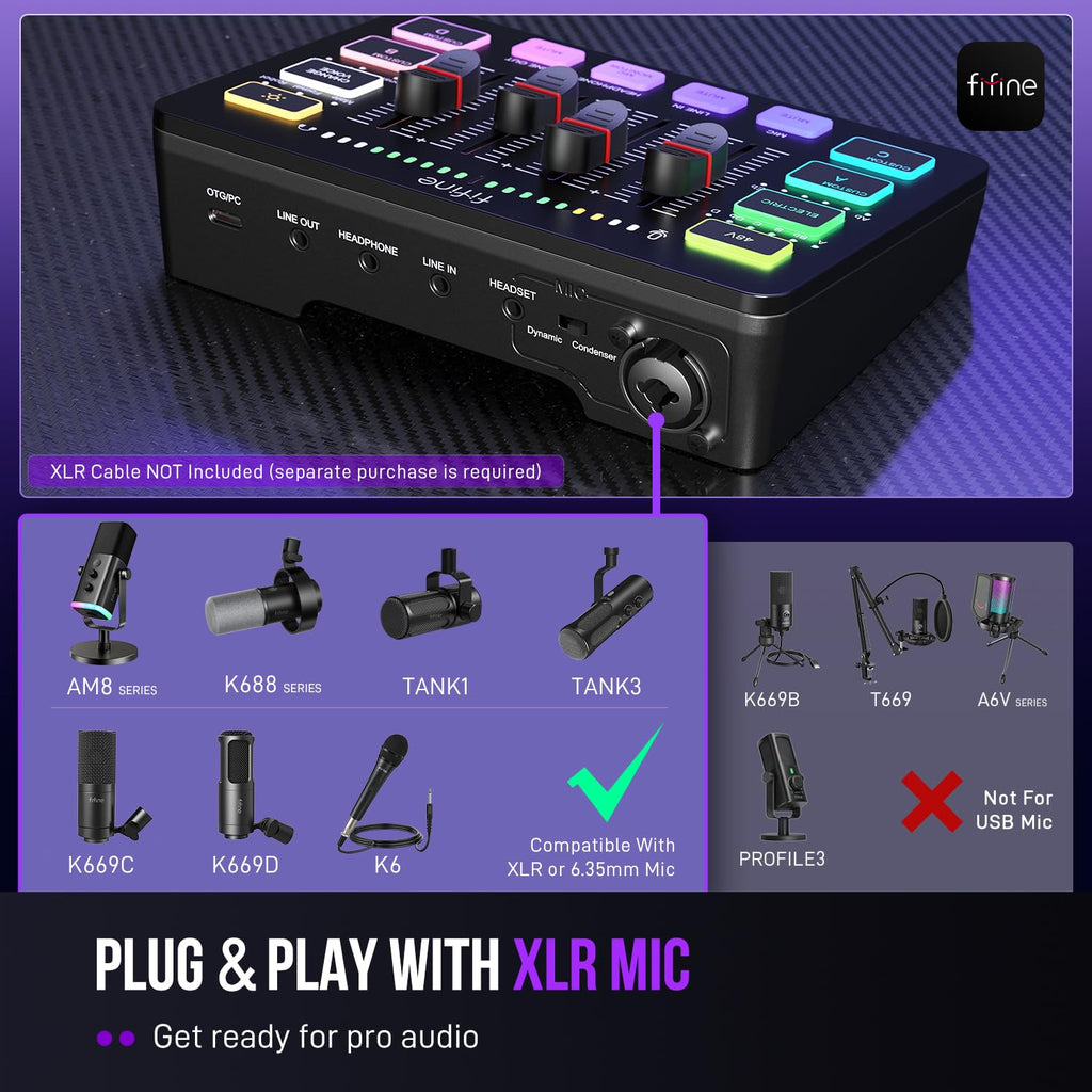 FIFINE Gaming Audio Mixer SC3