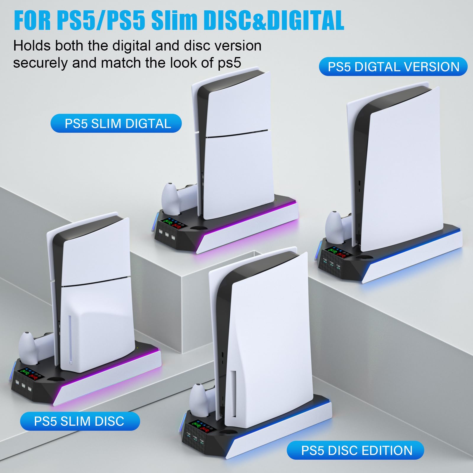PS5 Stand & Cooling Station with Controller Charger