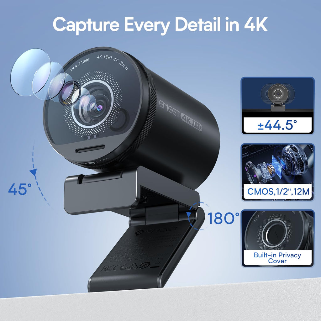 EMEET S600 4K Webcam for Streaming