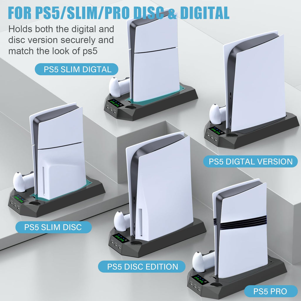 PS5 Stand & Cooling Station with Controller Charger