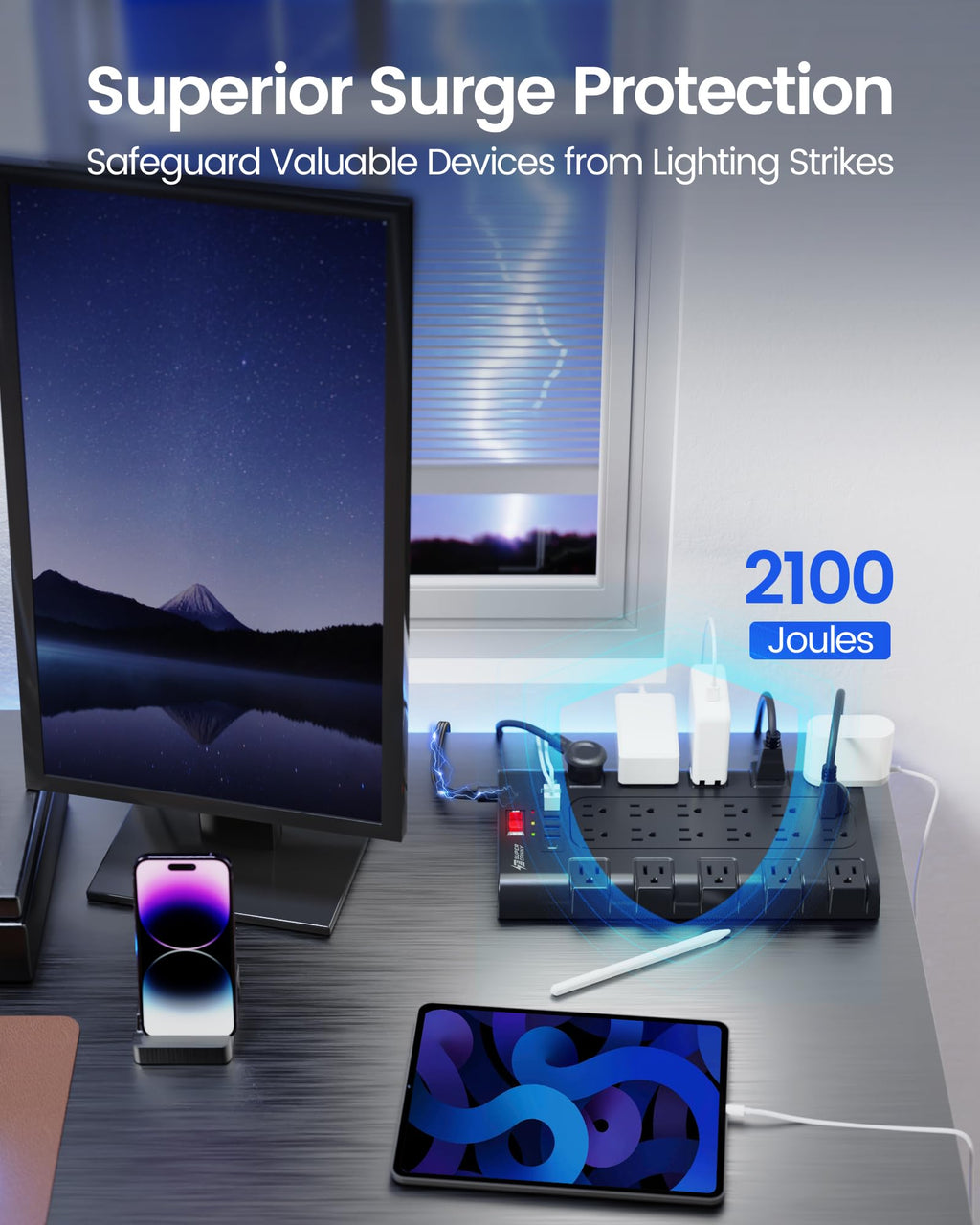 SUPERDANNY Power Strip Surge Protector