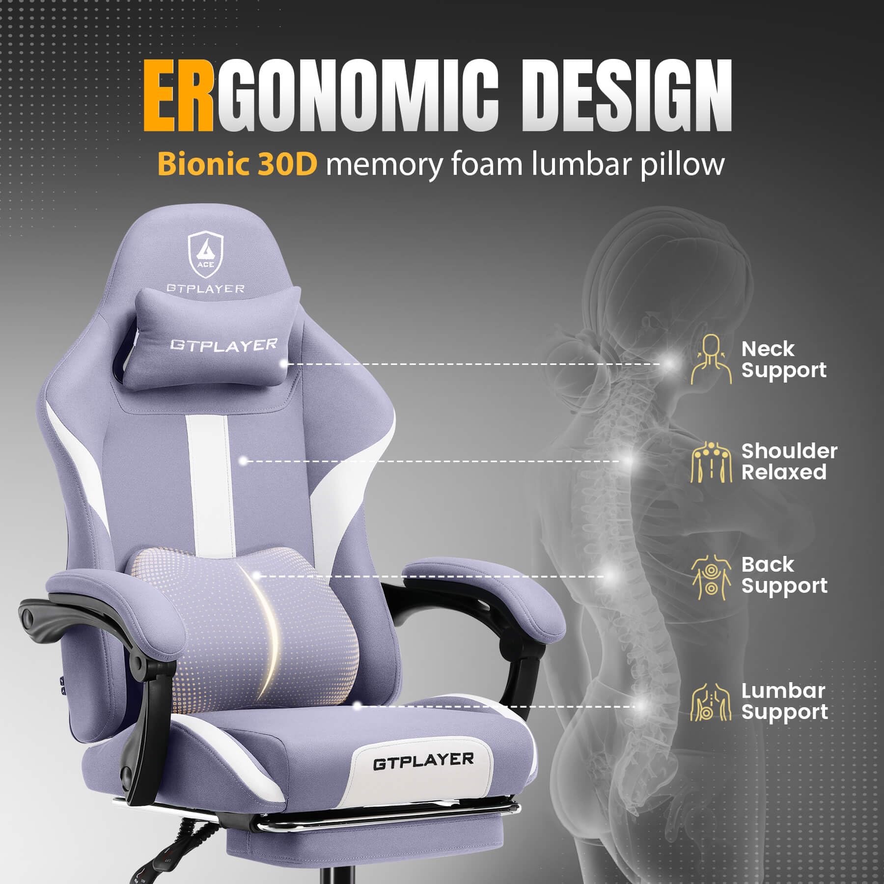 GTPLAYER Gaming Chair with Foot Rest