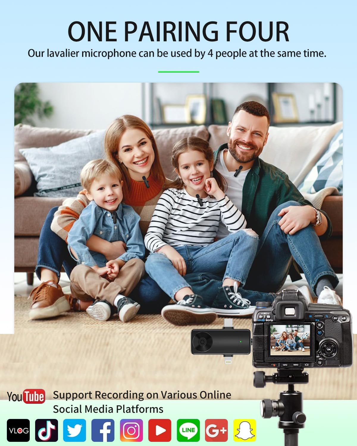 Wireless Lavalier Microphone 4-Pack
