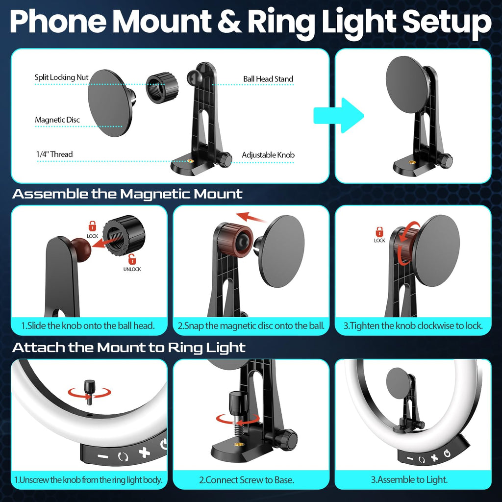 UBeesize 12" LED Ring Light with Tripod