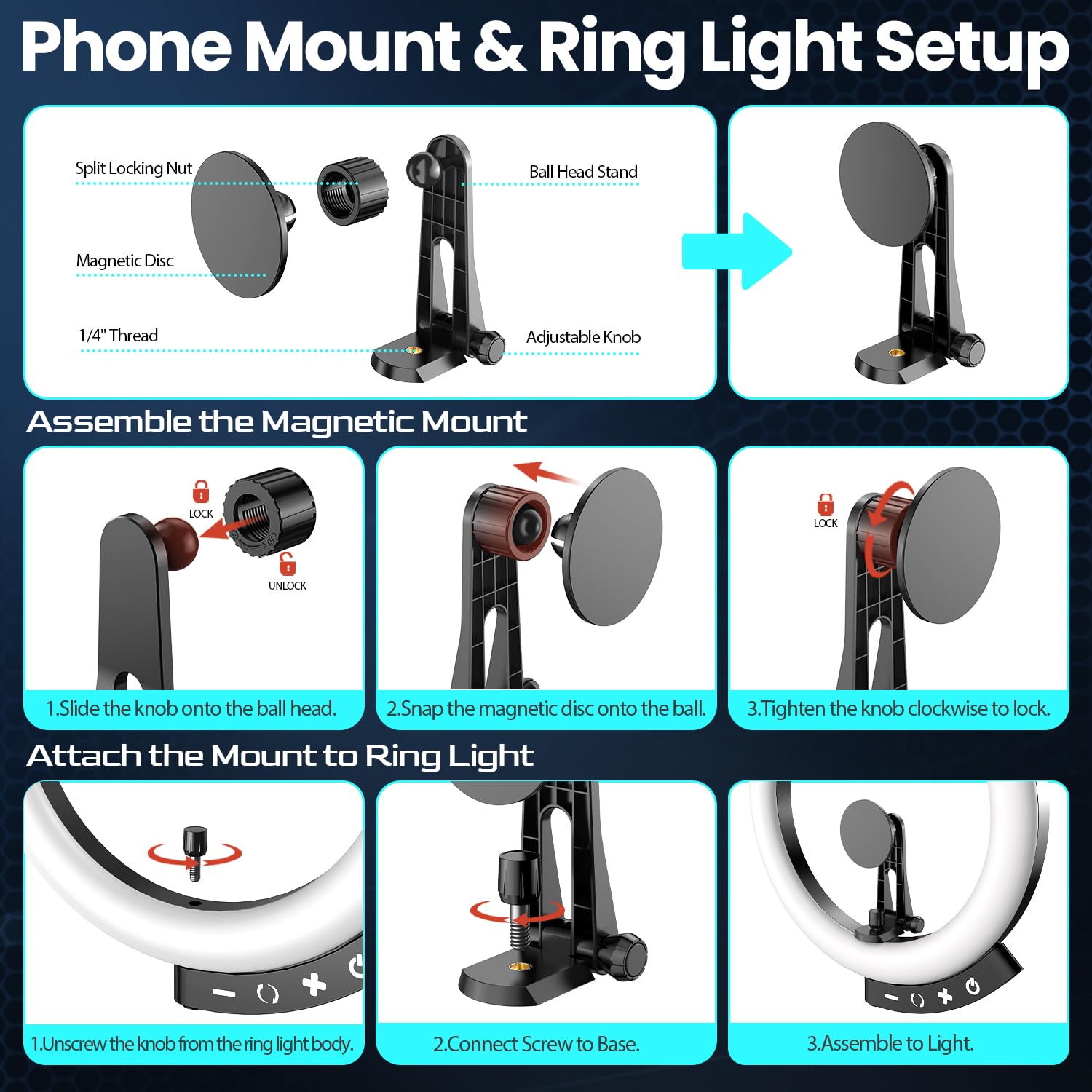 UBeesize 12" LED Ring Light with Tripod