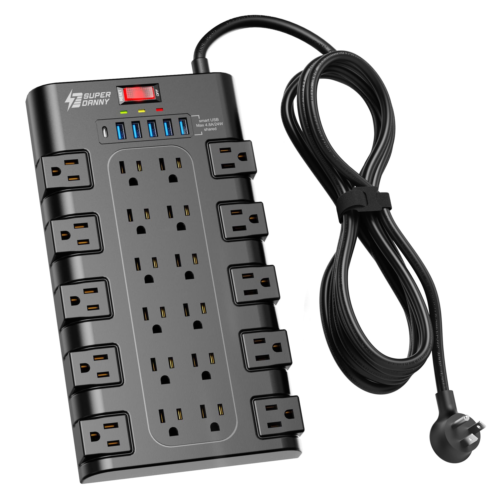 SUPERDANNY Power Strip Surge Protector