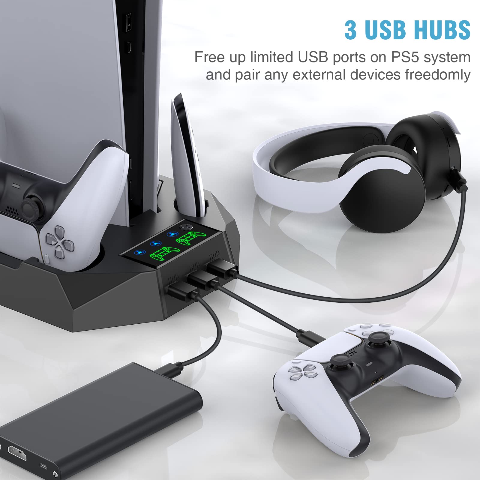 PS5 Stand & Cooling Station with Controller Charger