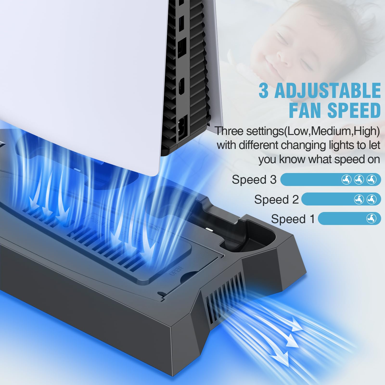 PS5 Stand & Cooling Station with Controller Charger