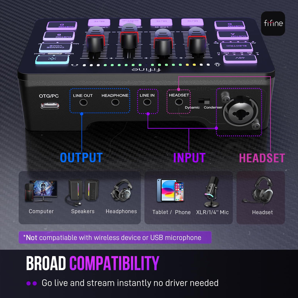 FIFINE Gaming Audio Mixer SC3