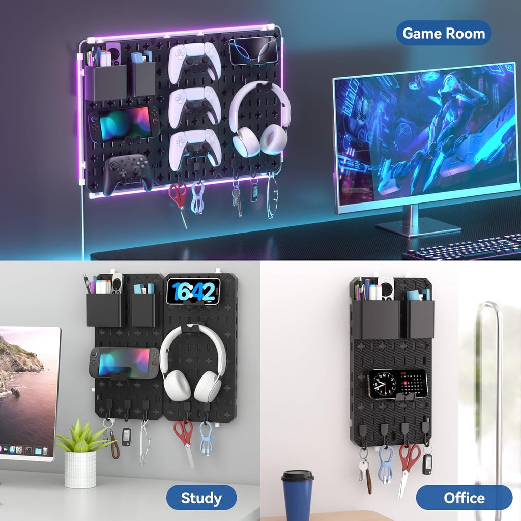 KDD 9-in-1 RGB Gaming Wall Pegboard