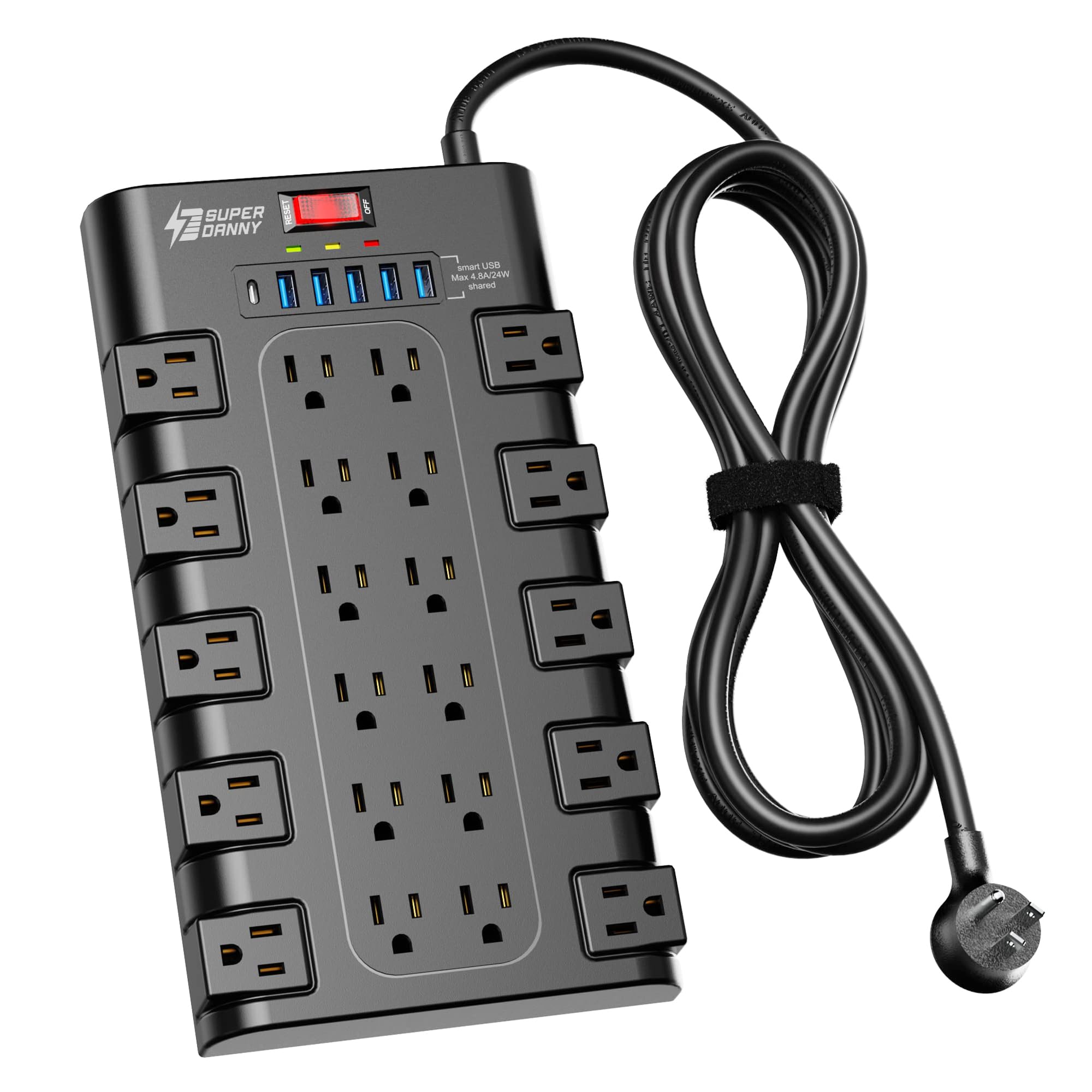 SUPERDANNY Power Strip Surge Protector